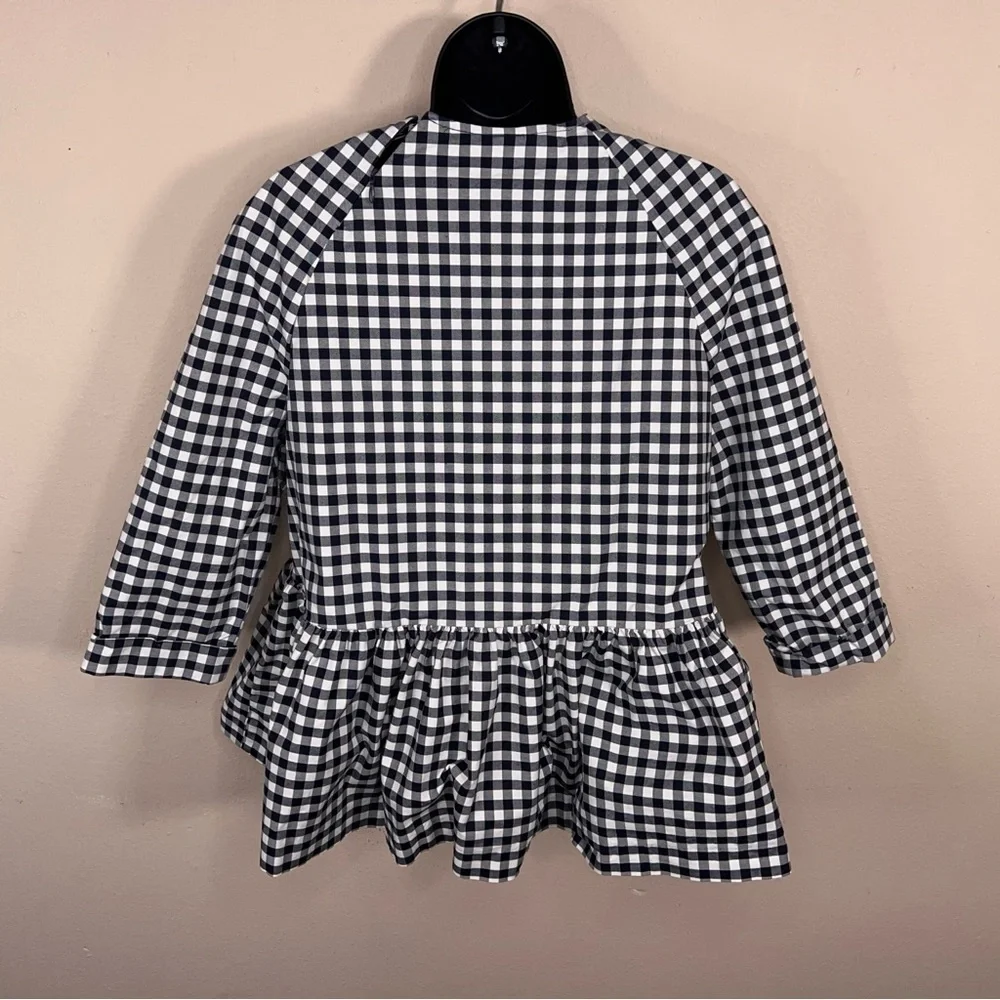 Small Victoria Beckham For Target Gingham Blue White Plaid Ruffle Preppy Cotton